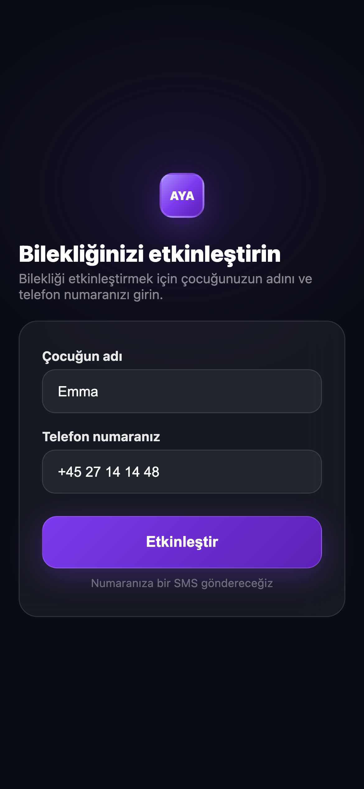 Bileziği etkinleştirin