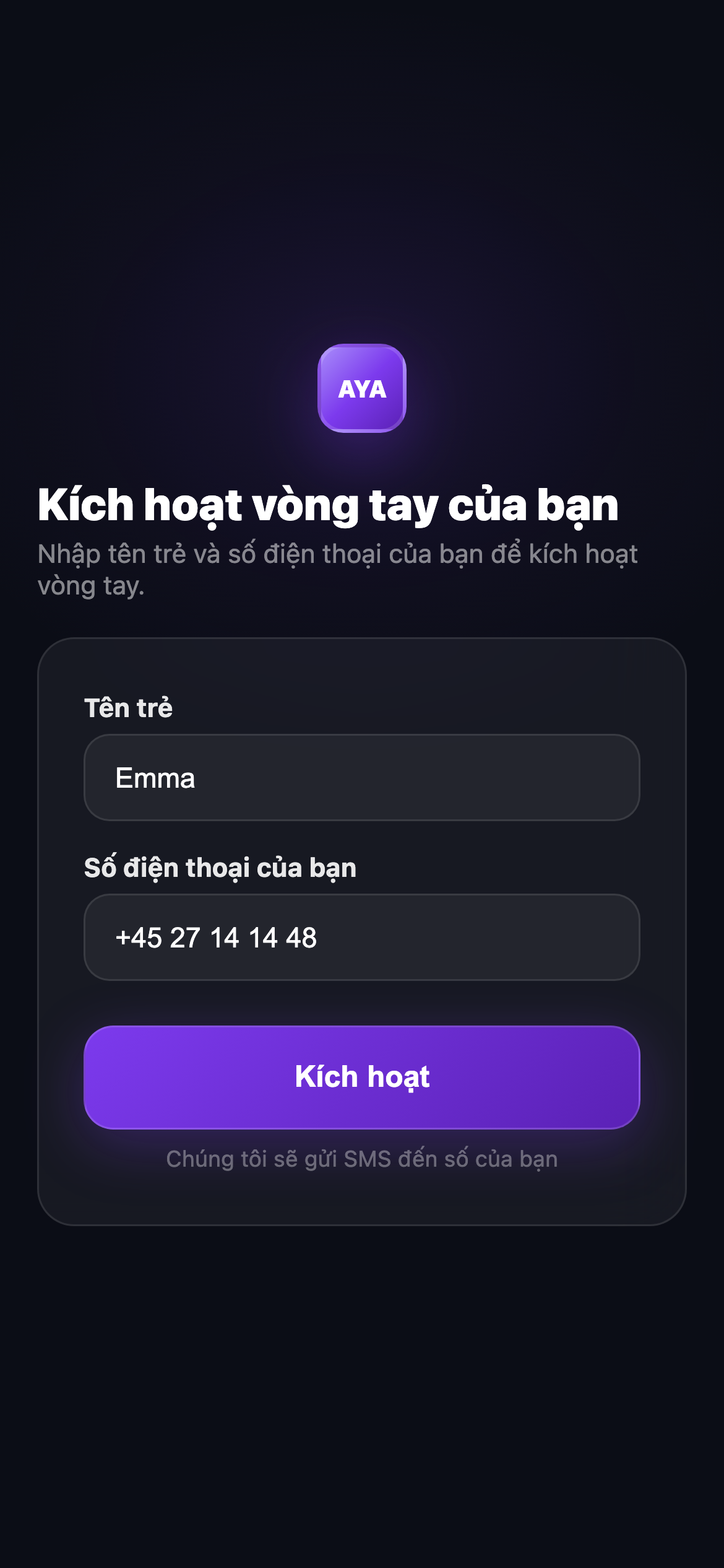 Kích hoạt vòng tay